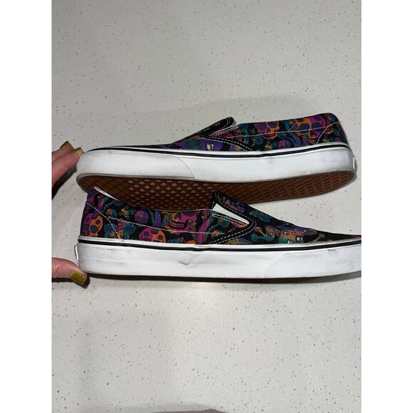 Vans Unisex Men 11.5 Women 13 Canvas Slip on Trippy Drip Skulls Mushrooms Retro - Picture 9 of 10